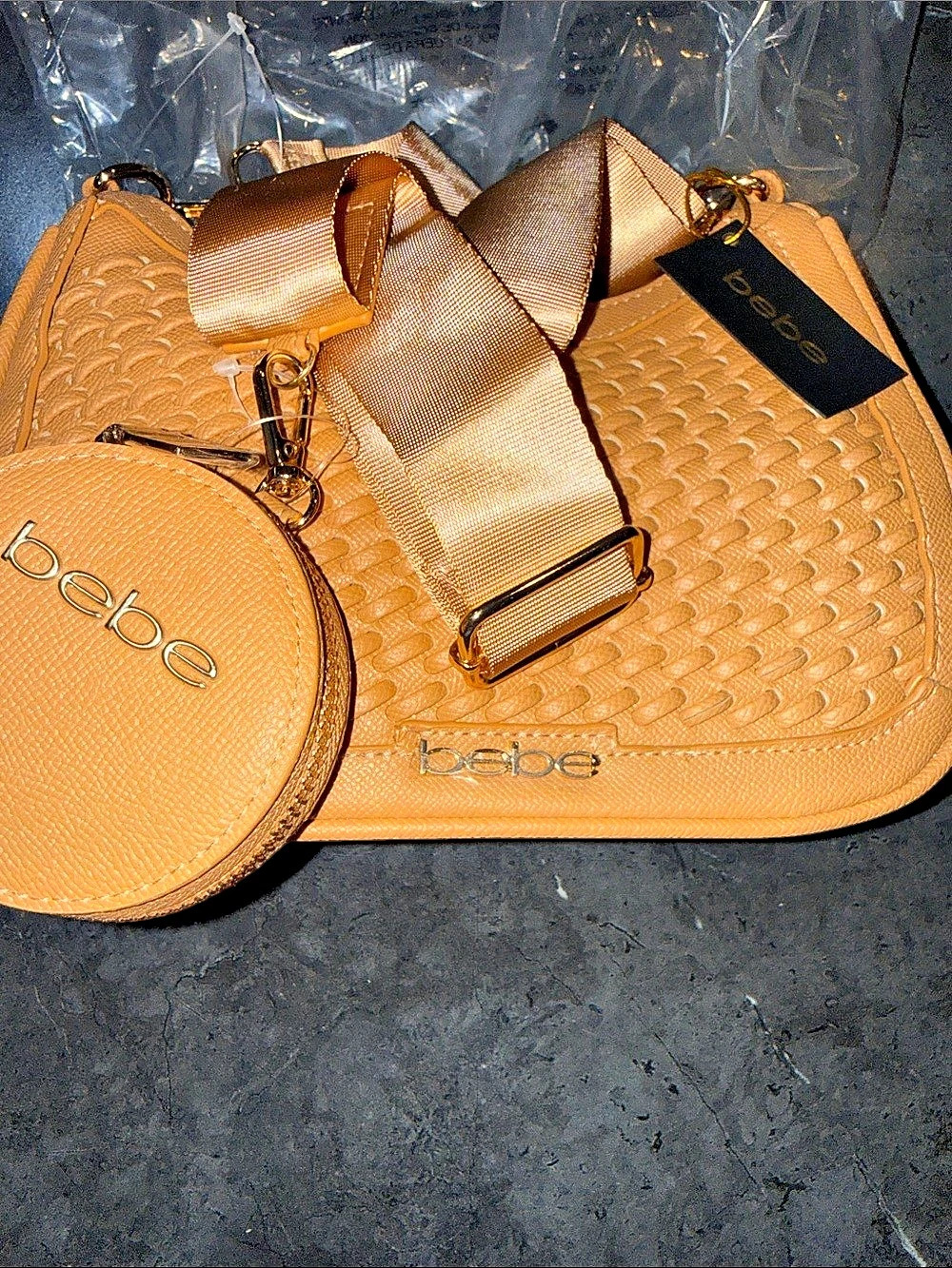 bebe Katriel Crossbody with Coin Pouch Brown
